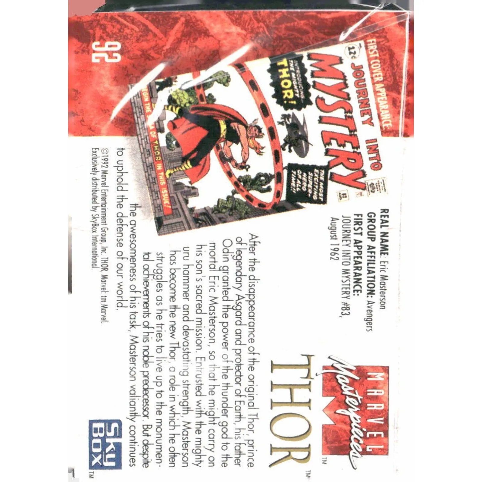 1992 SkyBox Marvel Masterpieces #92 Thor - MOD Shop LLC