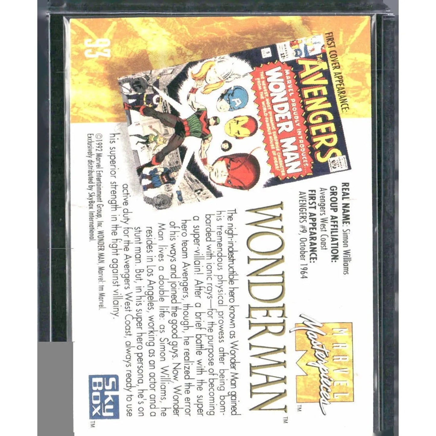 1992 SkyBox Marvel Masterpieces #93 Wonder Man - MOD Shop LLC