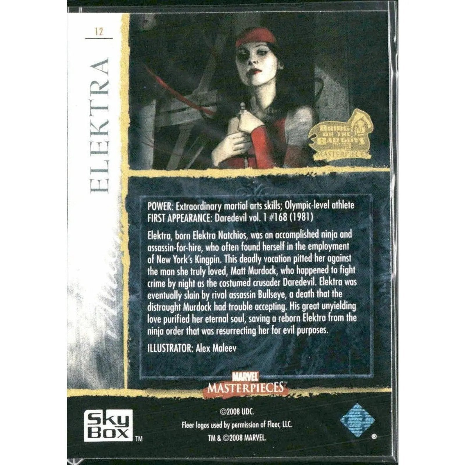 2008 Upper Deck Marvel Masterpieces 3 #12 Elektra - MOD Shop LLC