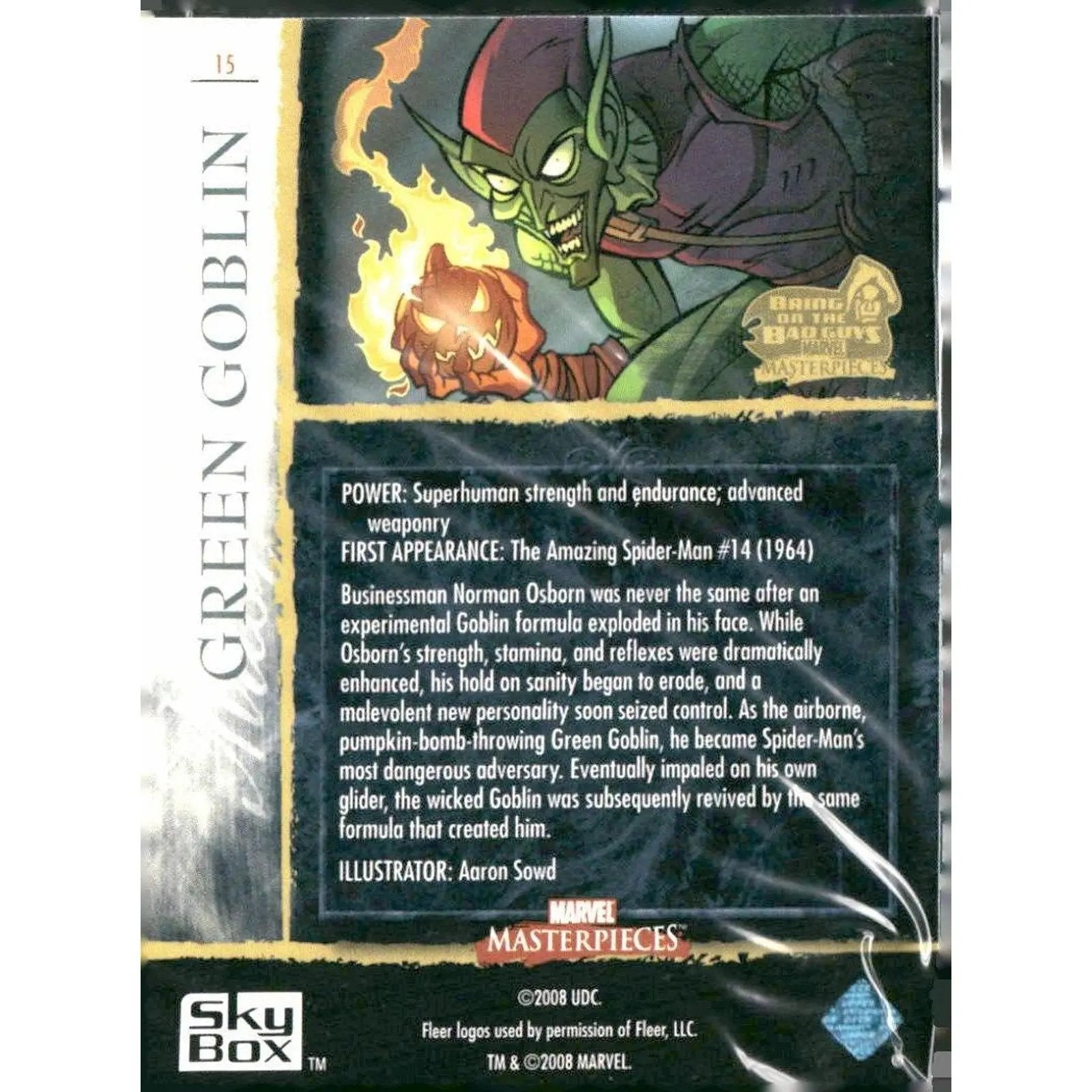 2008 Upper Deck Marvel Masterpieces 3 #15 Green Goblin - MOD Shop LLC