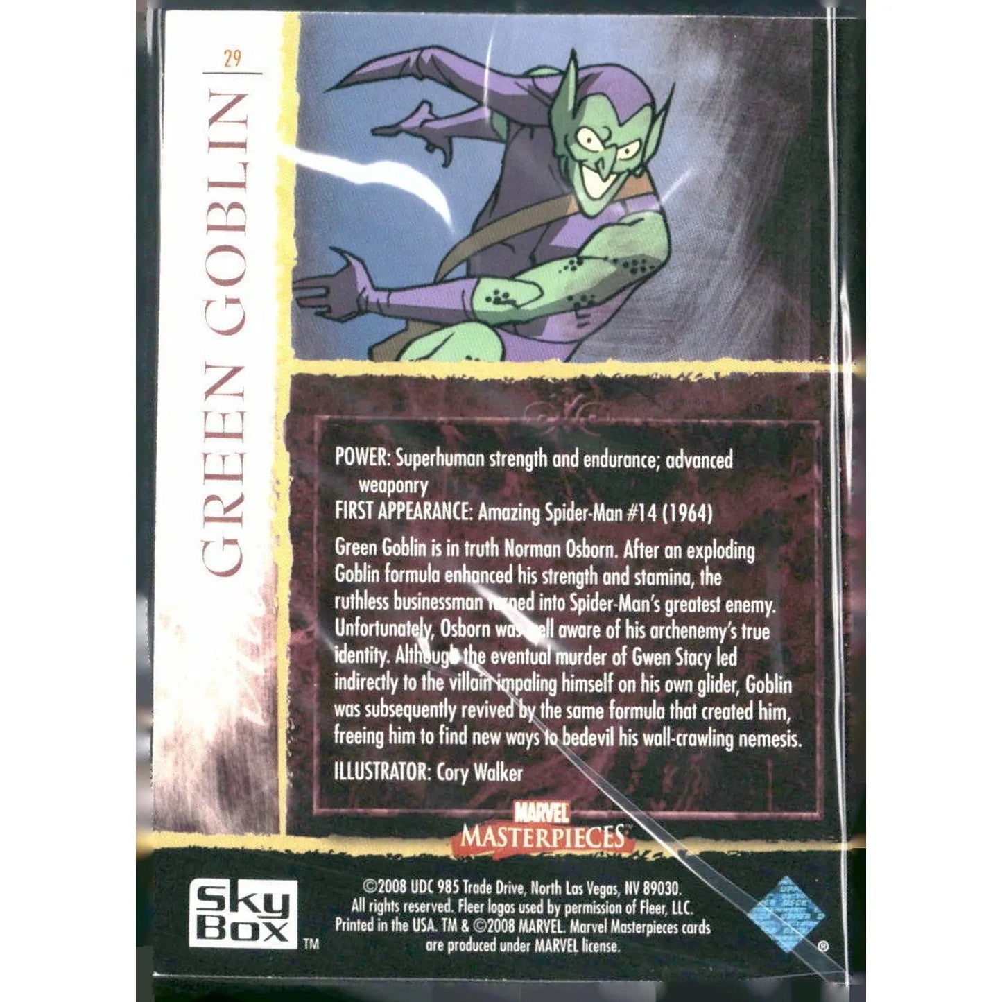 2008 Upper Deck Marvel Masterpieces 3 #15 Green Goblin - MOD Shop LLC