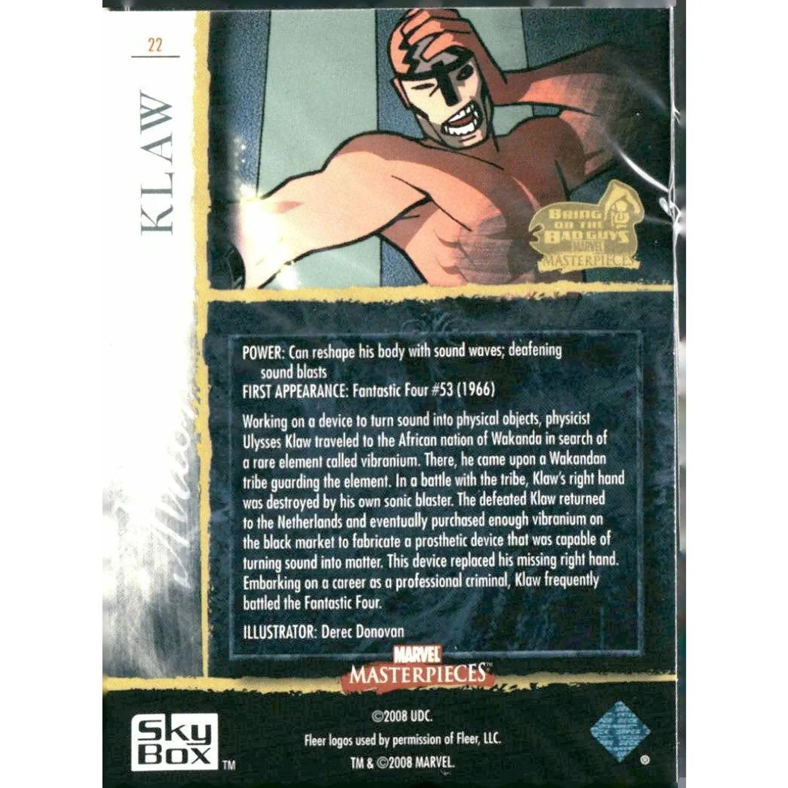 2008 Upper Deck Marvel Masterpieces 3 #22 Klaw - MOD Shop LLC