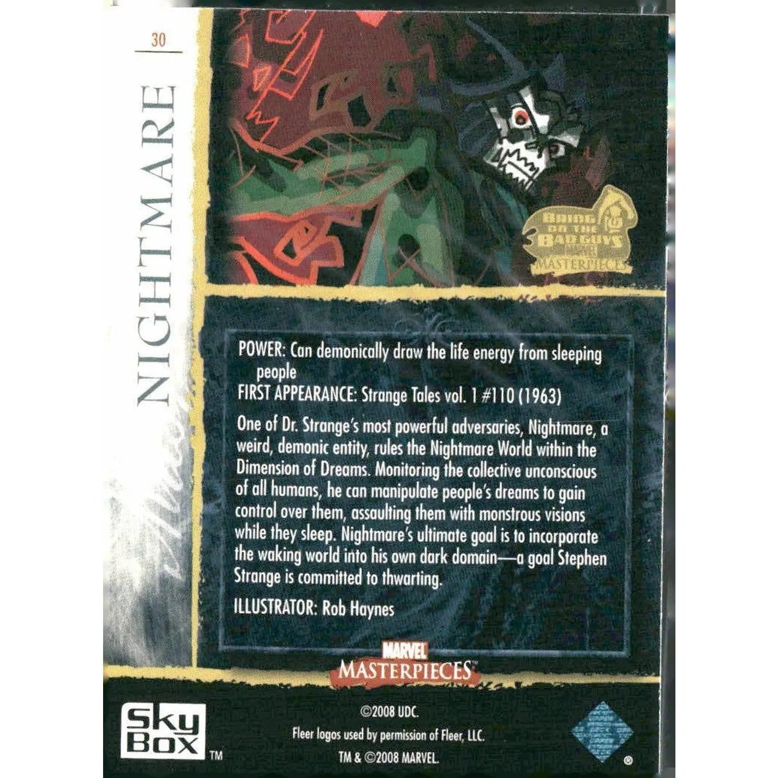 2008 Upper Deck Marvel Masterpieces 3 #30 Nightmare - MOD Shop LLC