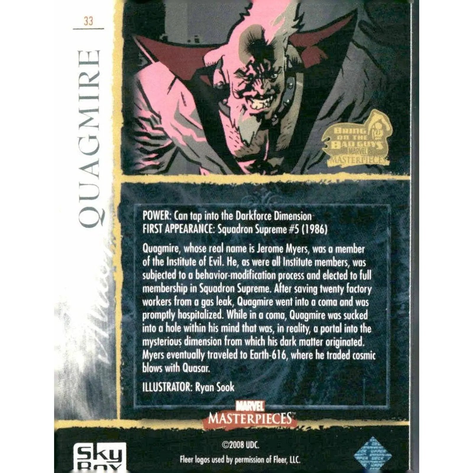 2008 Upper Deck Marvel Masterpieces 3 #33 Quagmire - MOD Shop LLC