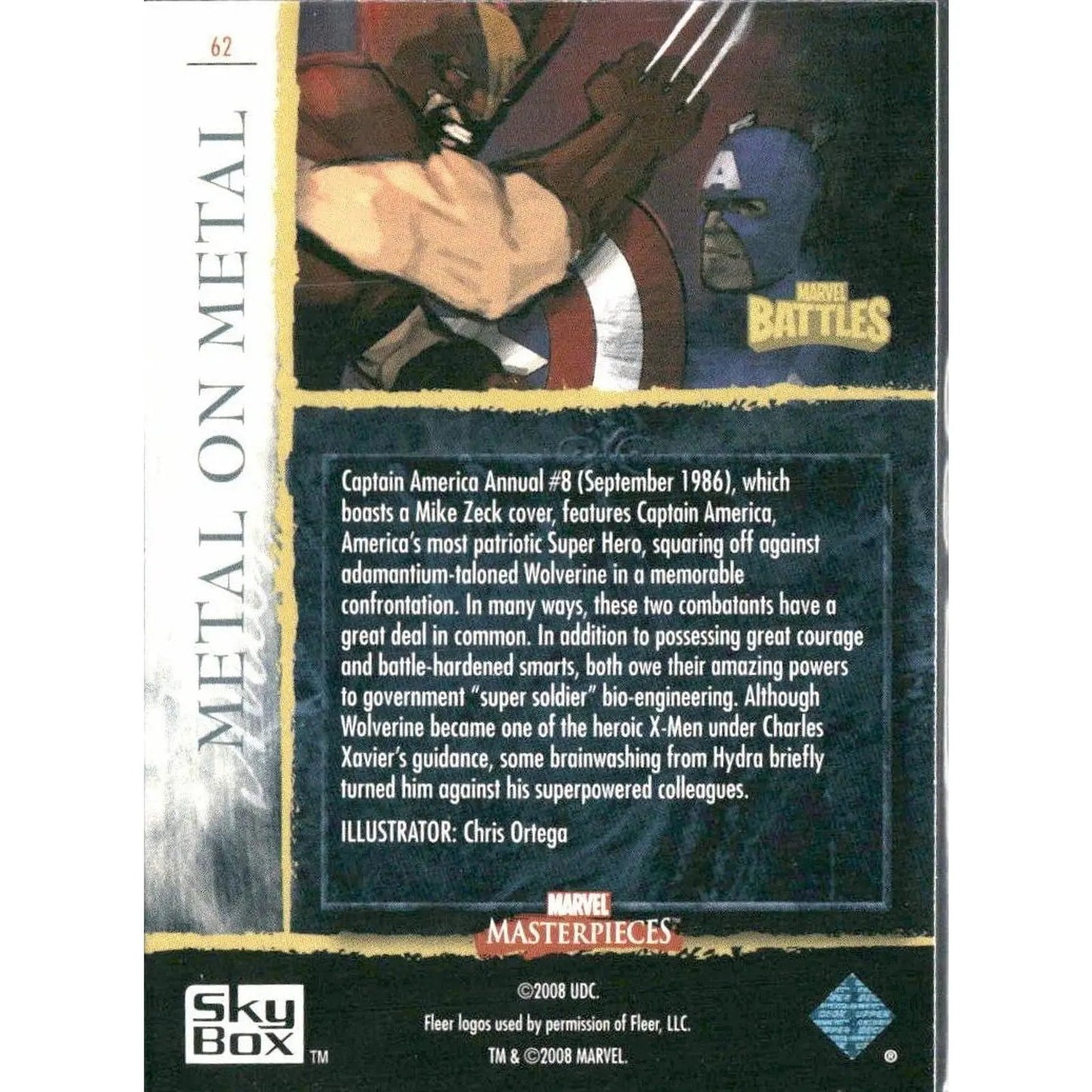 2008 Upper Deck Marvel Masterpieces 3 #62 Metal on Metal - MOD Shop LLC