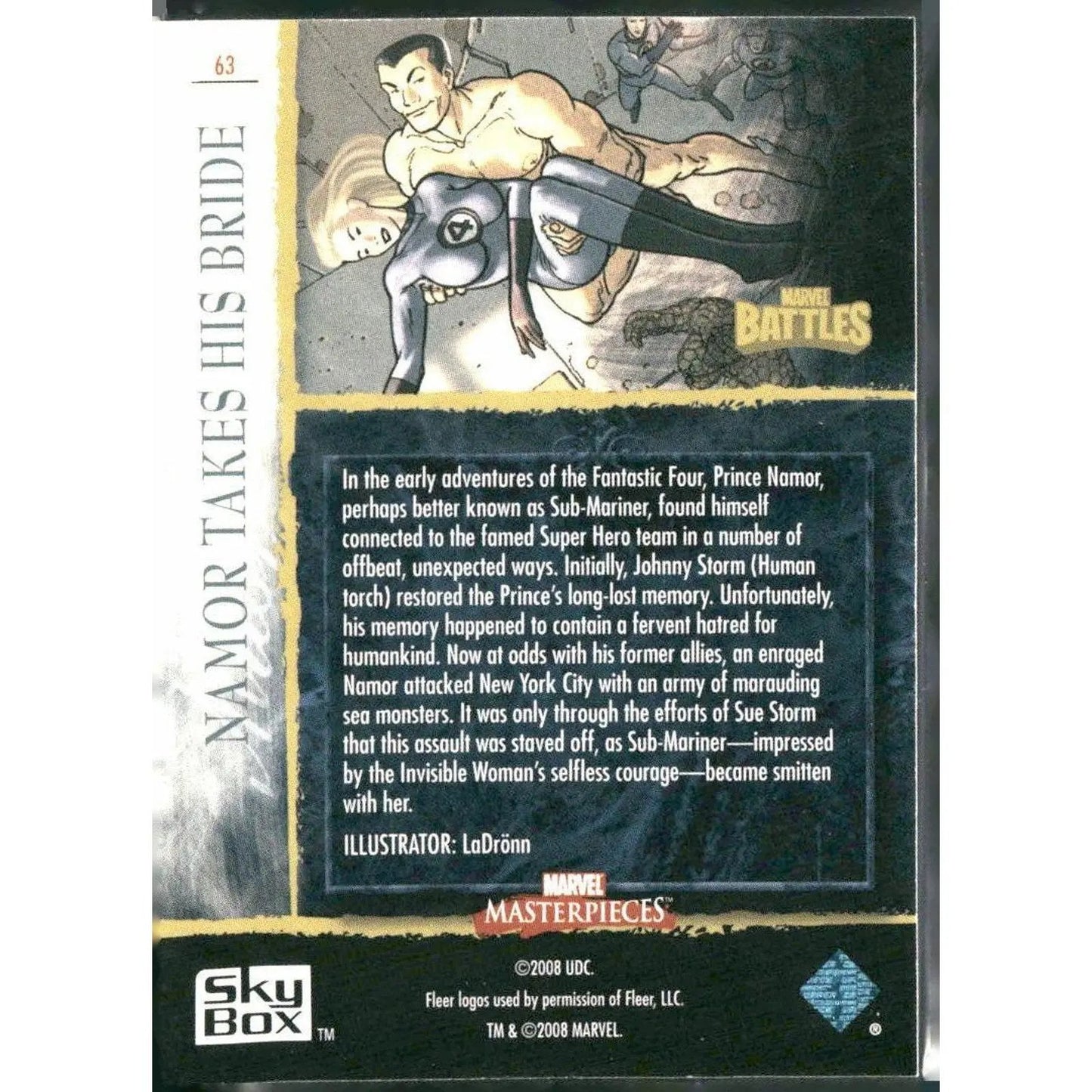 2008 Upper Deck Marvel Masterpieces 3 #63 Namor Takes His Bride - MOD Shop LLC