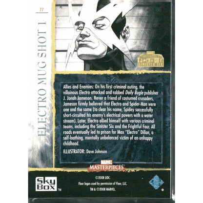 2008 Upper Deck Marvel Masterpieces 3 #77 Electro Mug Shot 1 - MOD Shop LLC