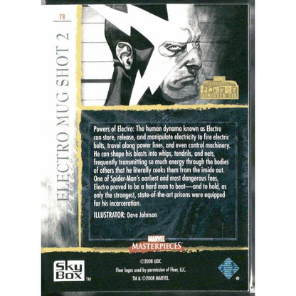 2008 Upper Deck Marvel Masterpieces 3 #78 Electro Mug Shot 2 - MOD Shop LLC