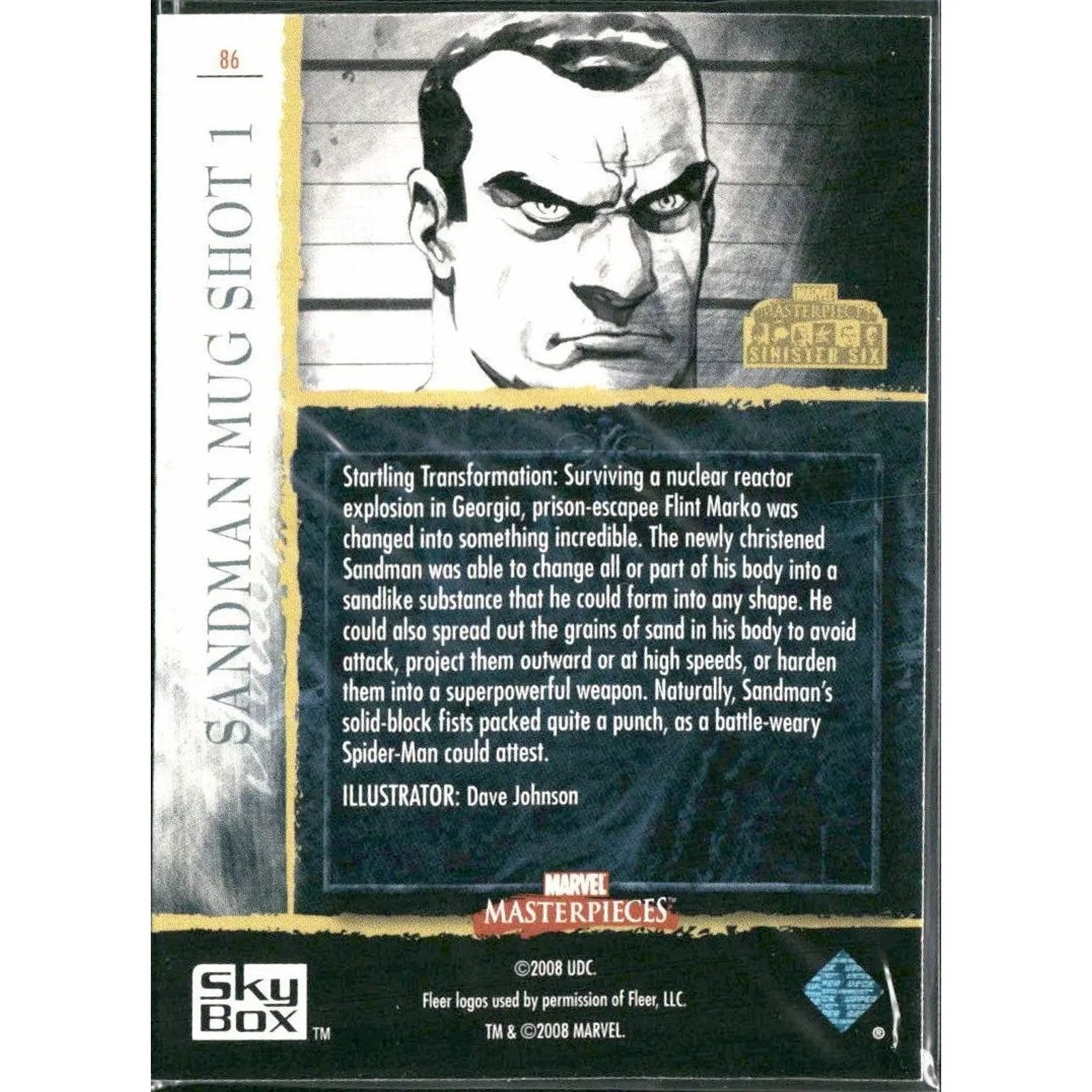 2008 Upper Deck Marvel Masterpieces 3 #86 Sandman Mug Shot 1 - MOD Shop LLC