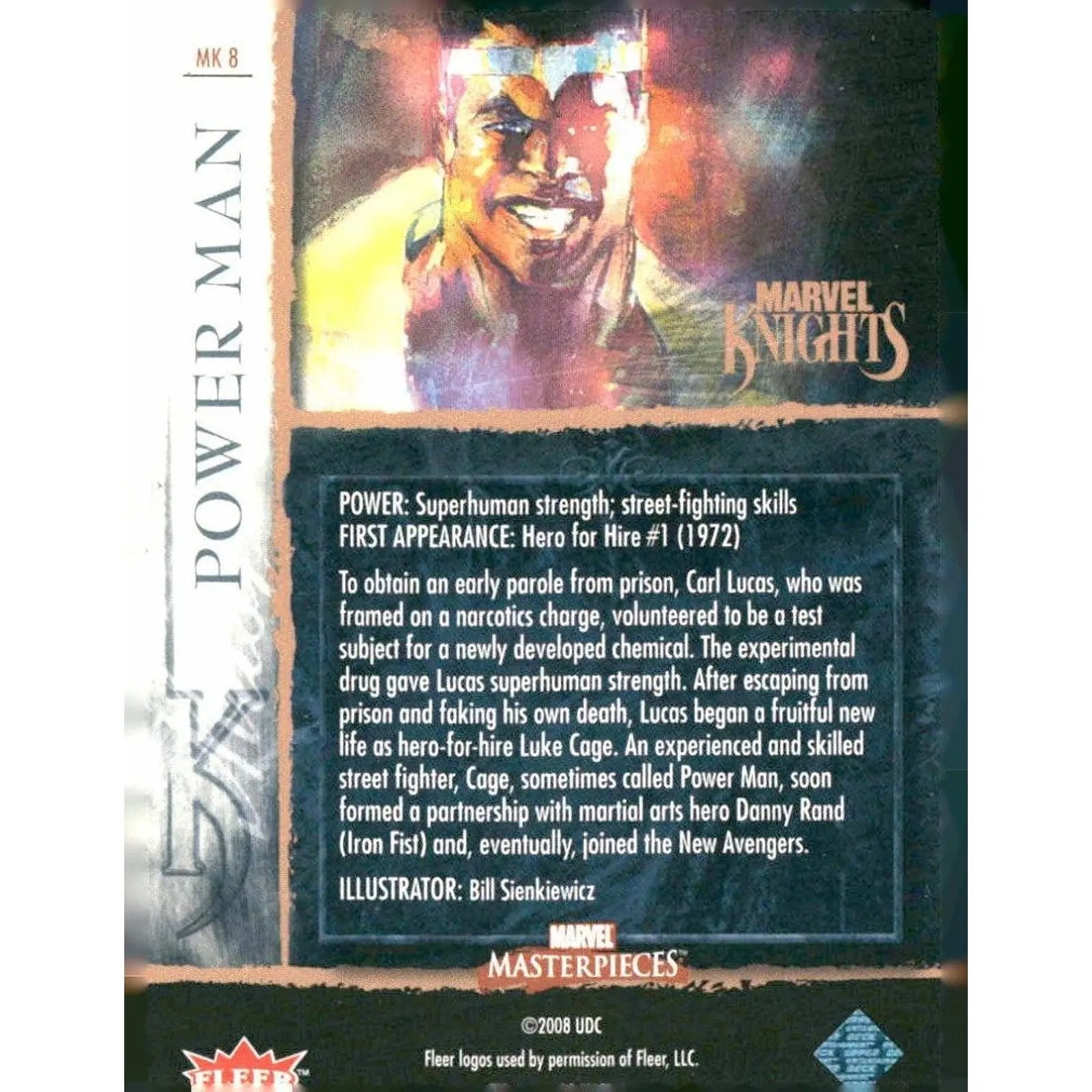 2008 Upper Deck Marvel Masterpieces 3 #MK8 Power Man - MOD Shop LLC