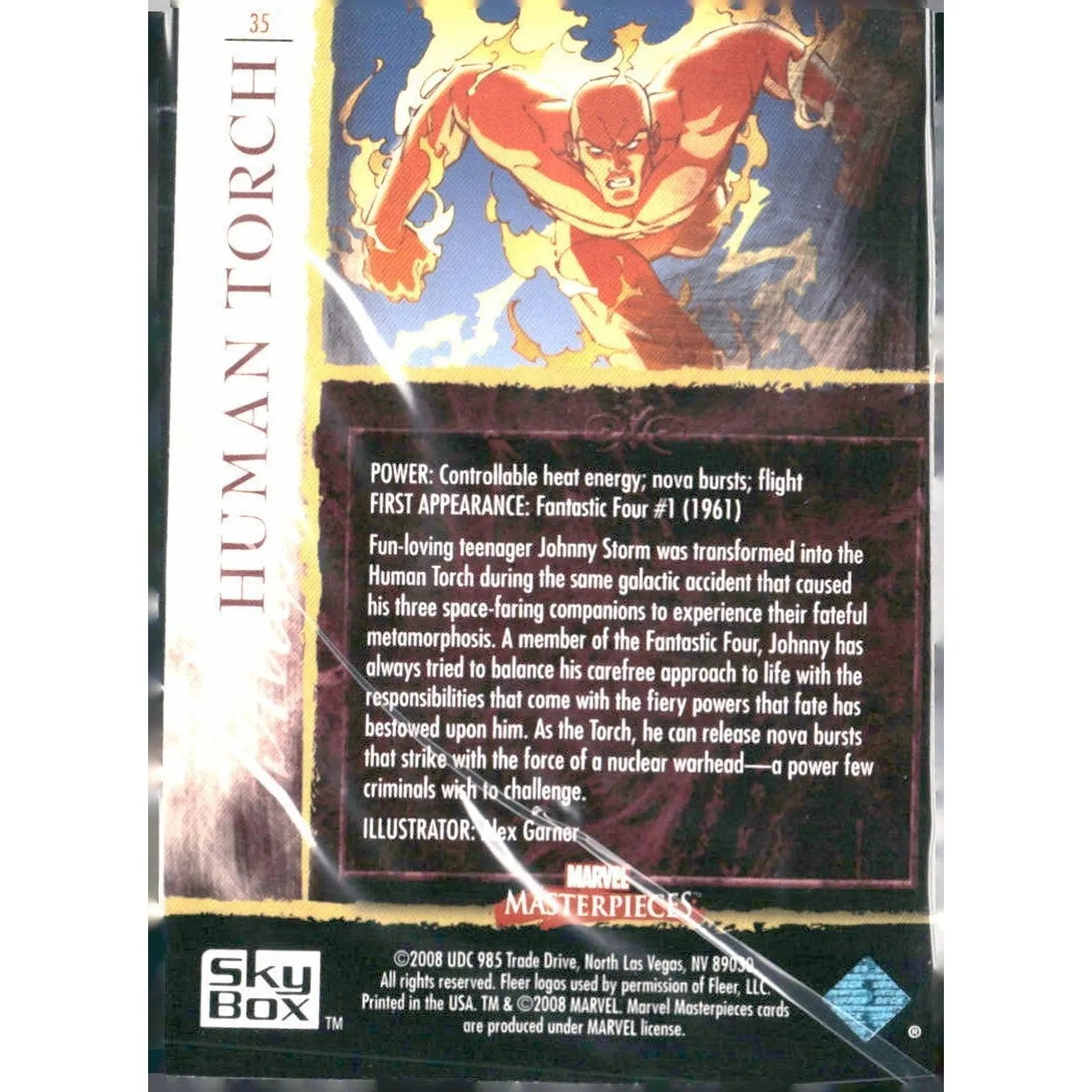 2008 Upper Deck Marvel Masterpieces Set 2 #35 Human Torch - MOD Shop LLC