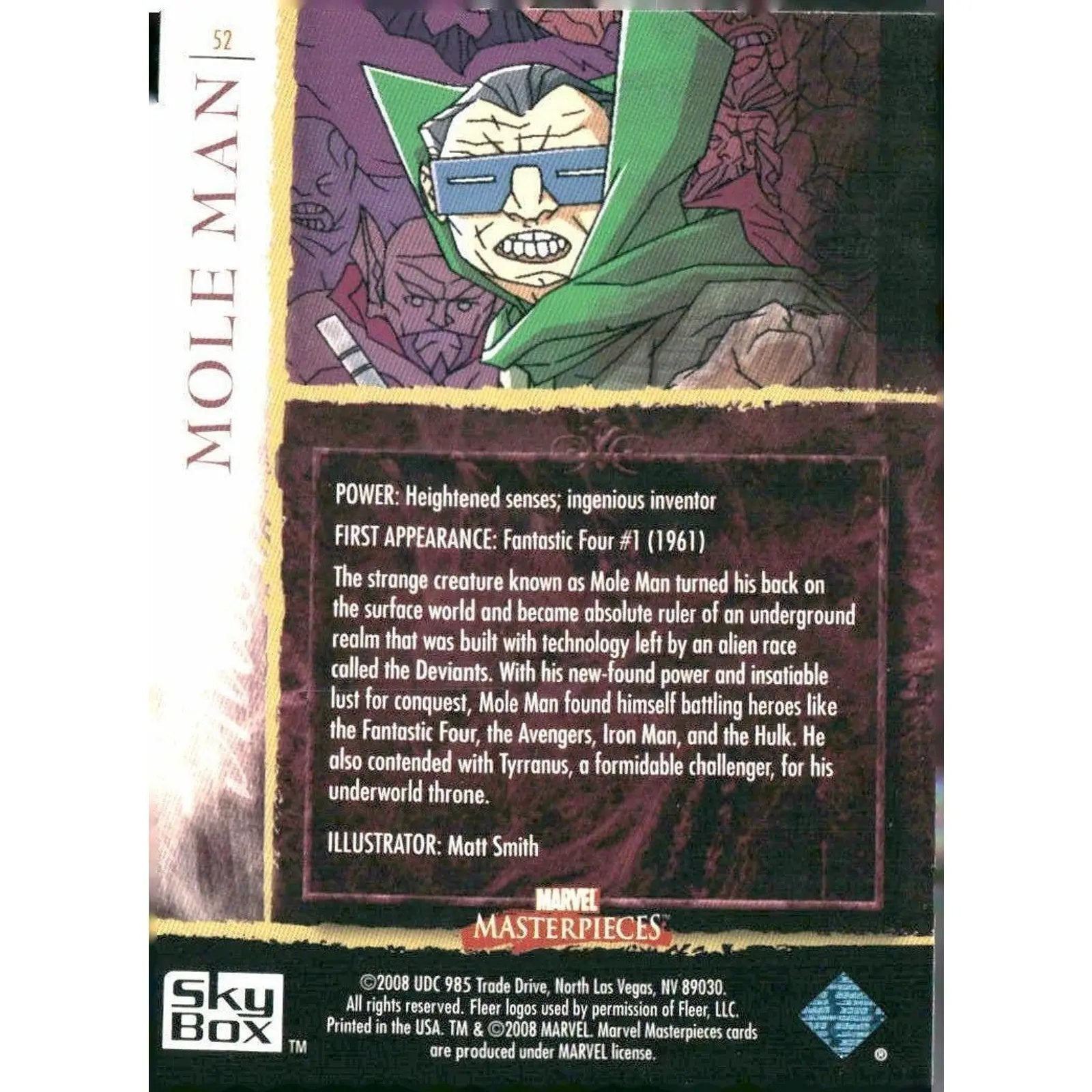 2008 Upper Deck Marvel Masterpieces Set 2 #52 Mole Man - MOD Shop LLC