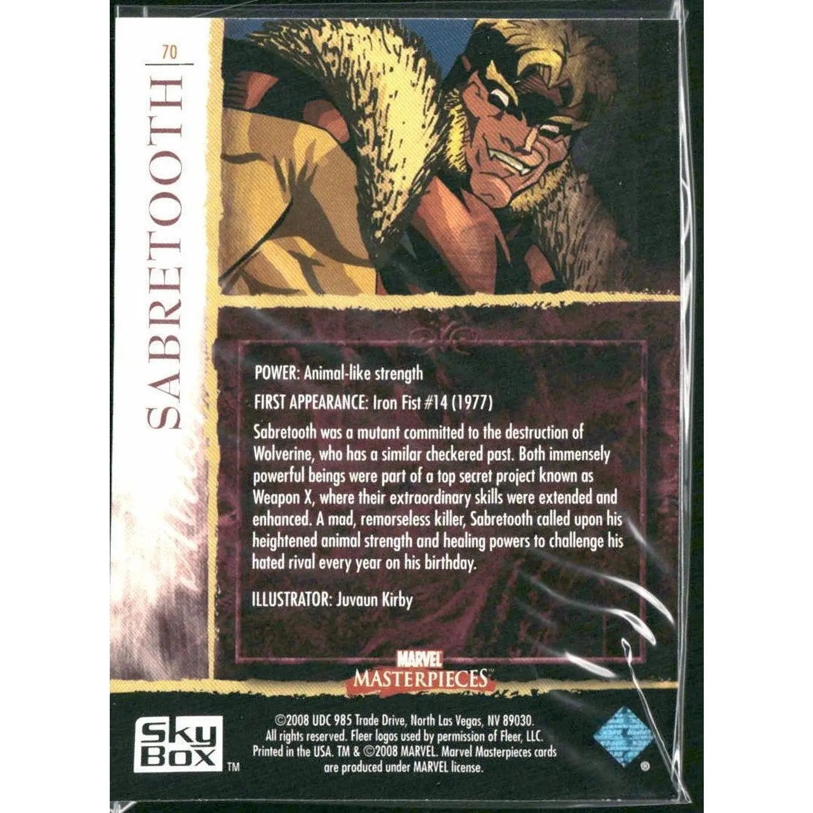 2008 Upper Deck Marvel Masterpieces Set 2 #70 Sabretooth - MOD Shop LLC