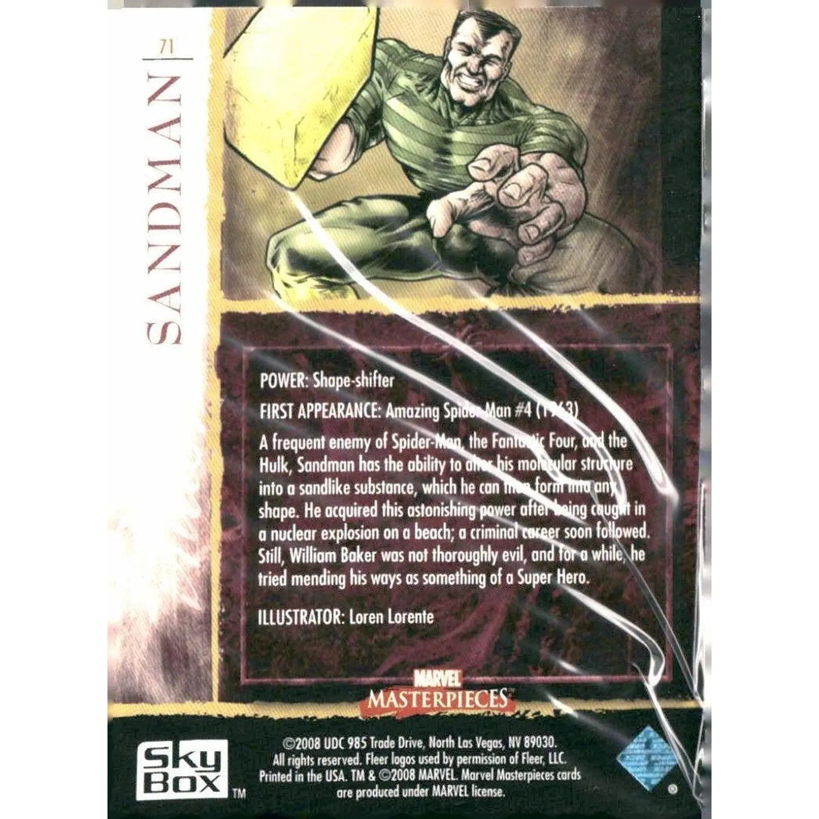 2008 Upper Deck Marvel Masterpieces Set 2 #71 Sandman - MOD Shop LLC