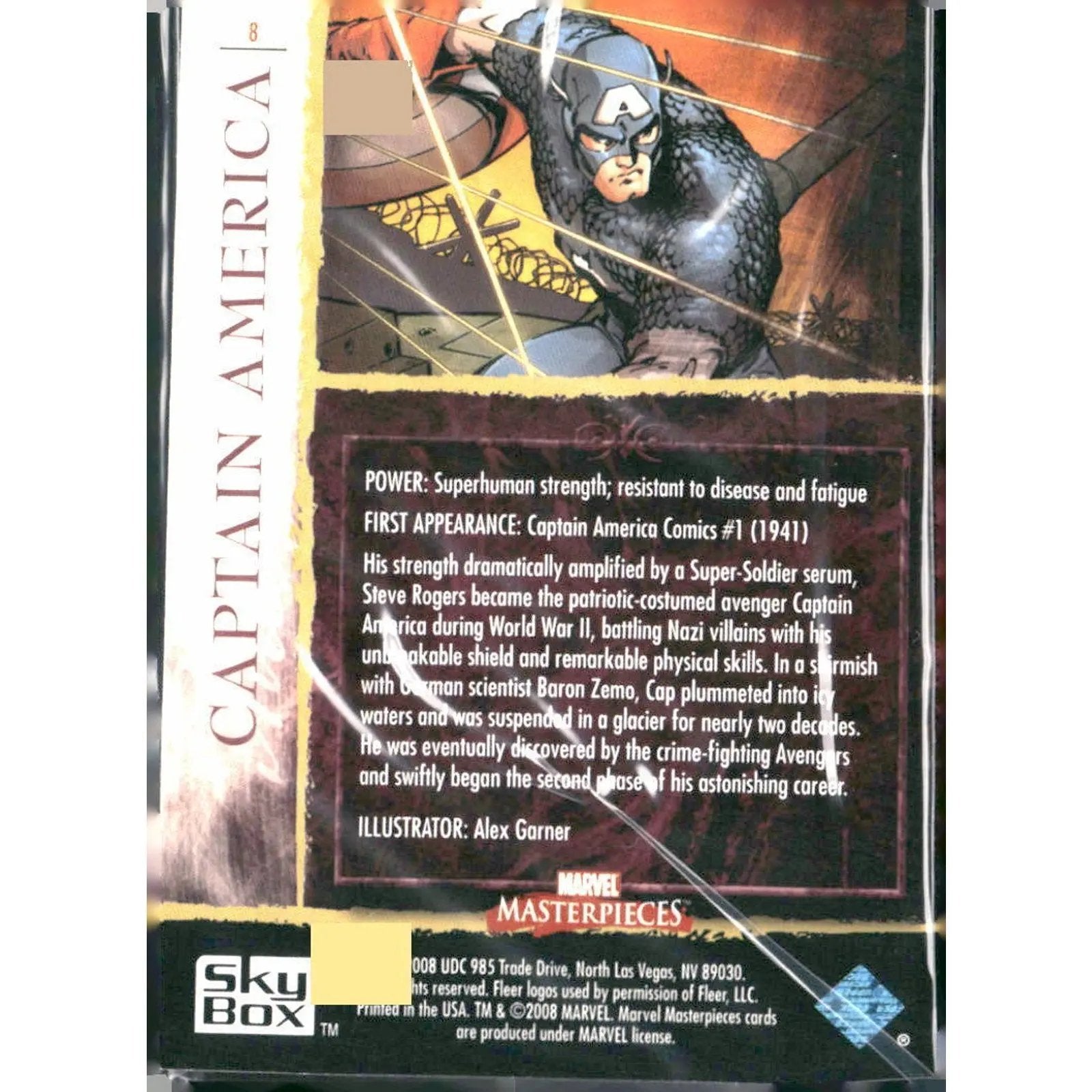 2008 Upper Deck Marvel Masterpieces Set 2 #8 Captain America - MOD Shop LLC