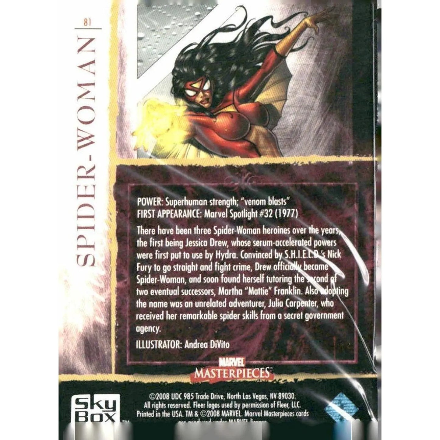 2008 Upper Deck Marvel Masterpieces Set 2 #81 Spider - Woman - MOD Shop LLC