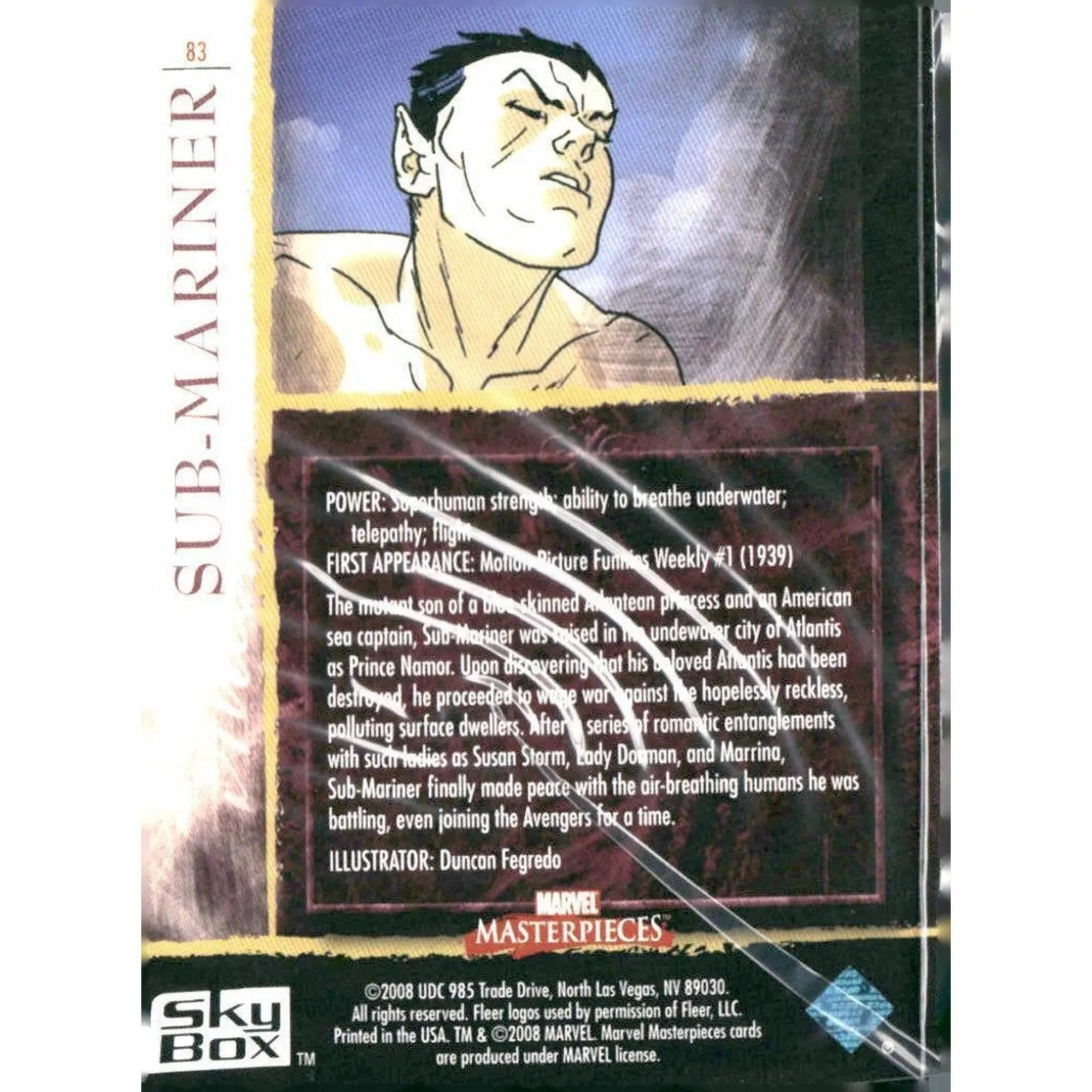 2008 Upper Deck Marvel Masterpieces Set 2 #83 Sub - Mariner - MOD Shop LLC