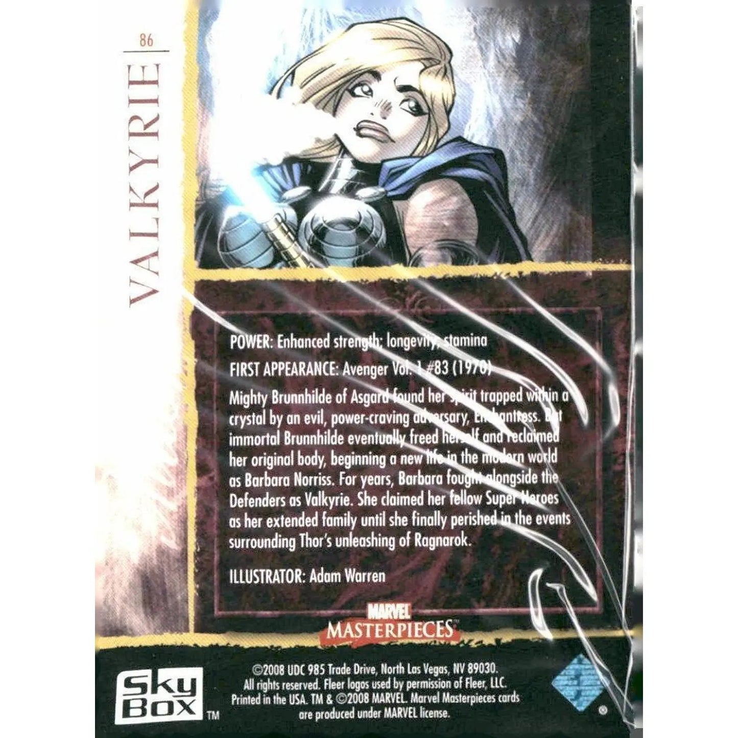 2008 Upper Deck Marvel Masterpieces Set 2 #86 Valkyrie - MOD Shop LLC