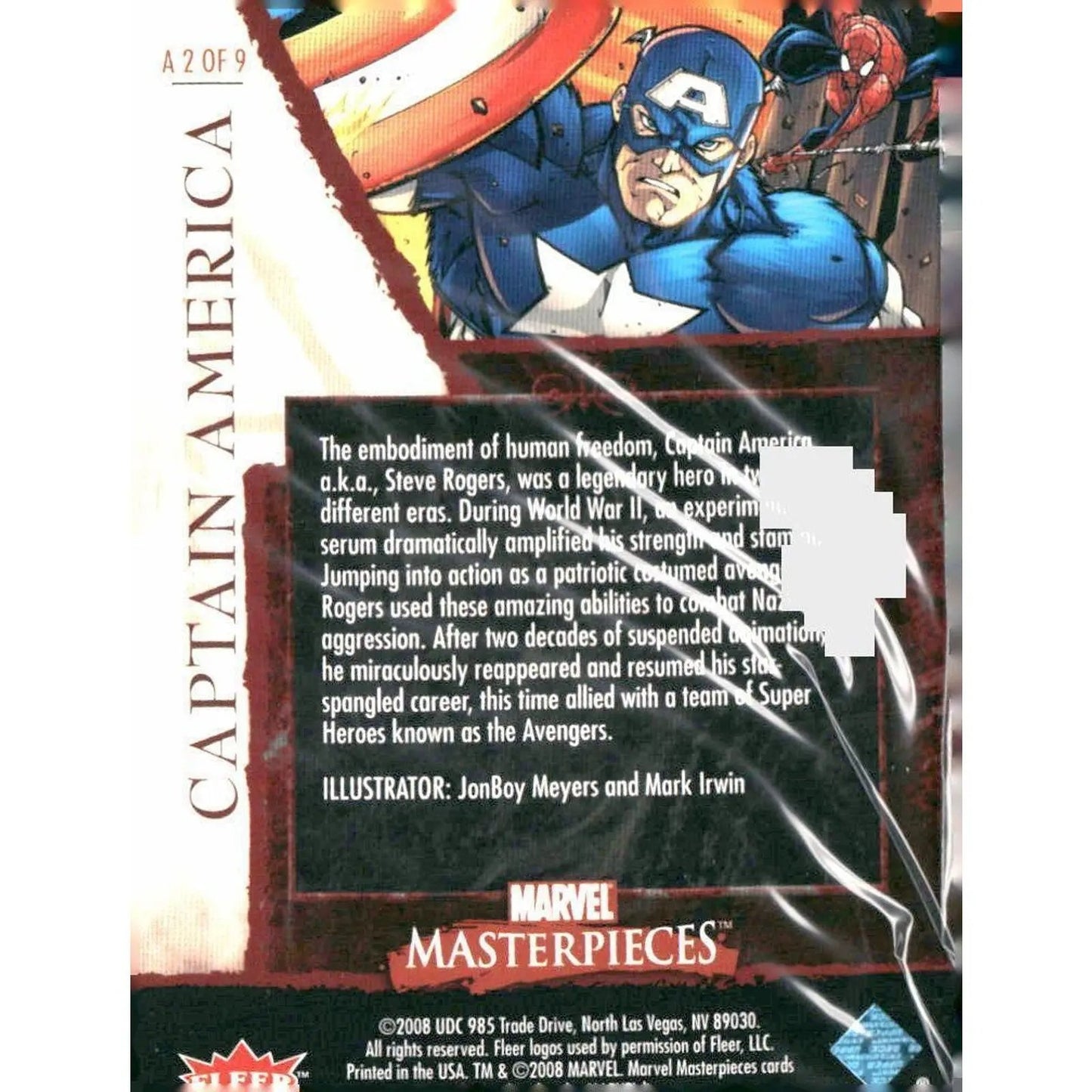 2008 Upper Deck Marvel Masterpieces Set 2 #A2 Captain America - MOD Shop LLC