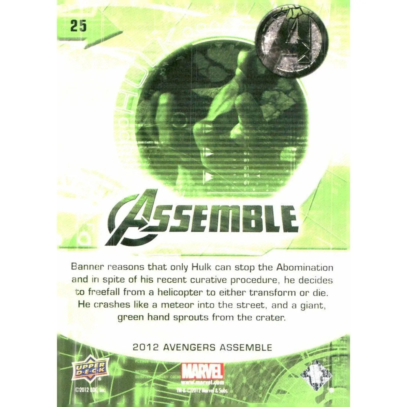2012 Upper Deck Avengers Assemble #25 Incredible Hulk - MOD Shop LLC