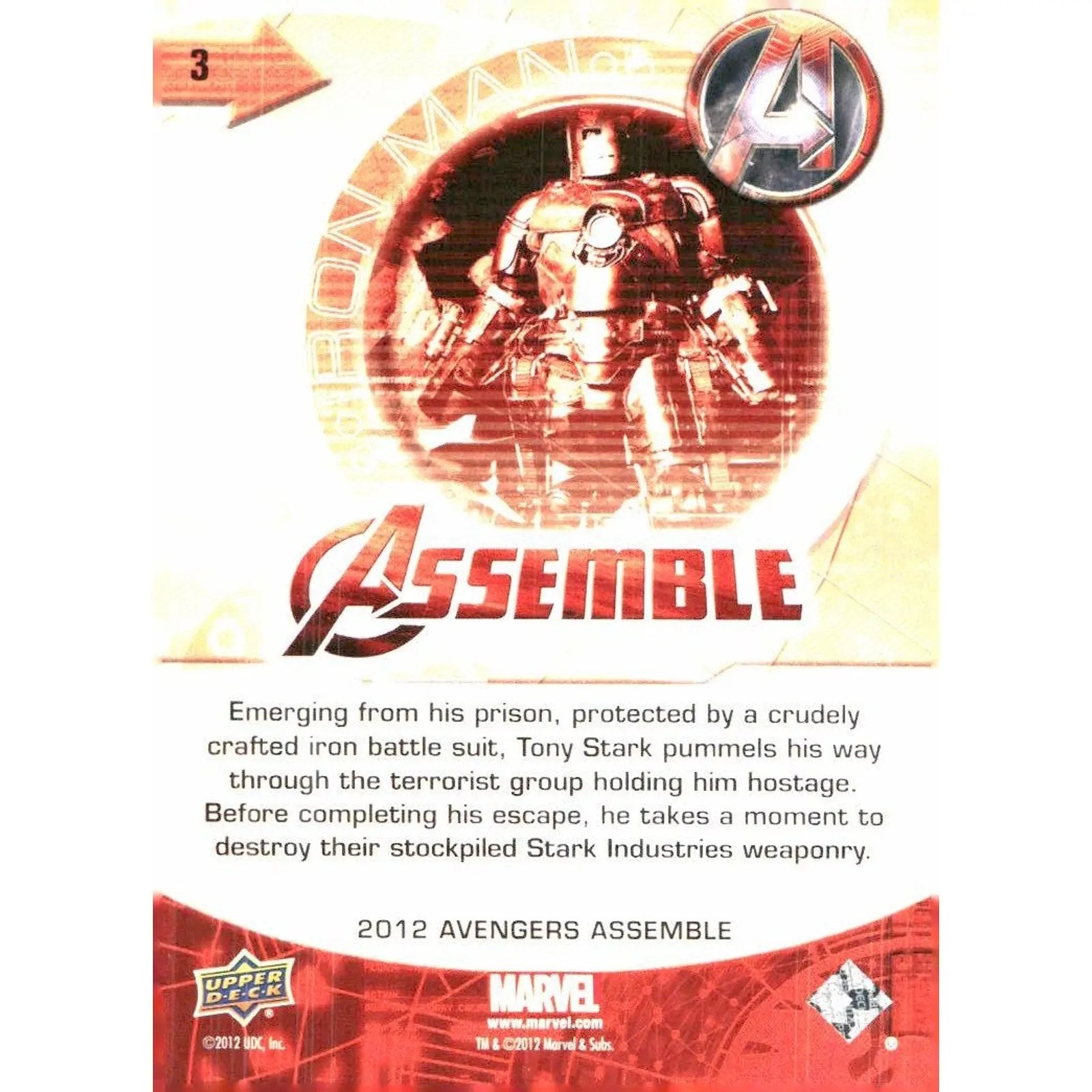 2012 Upper Deck Avengers Assemble #3 Iron Man - MOD Shop LLC