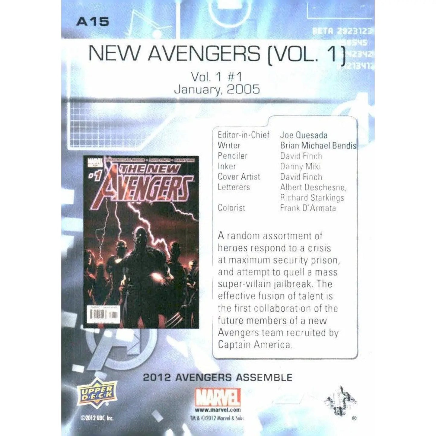 2012 Upper Deck Avengers Assemble #A15 New Avengers - Vol. 1 #1 - Jan 2005 - MOD Shop LLC