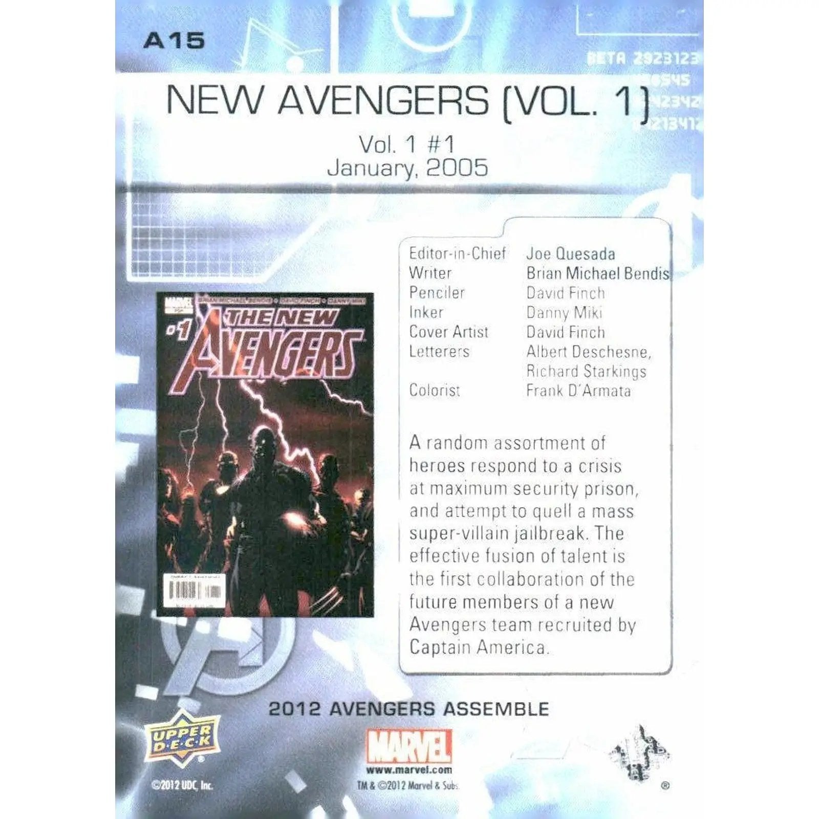2012 Upper Deck Avengers Assemble #A15 New Avengers - Vol. 1 #1 - Jan 2005 - MOD Shop LLC