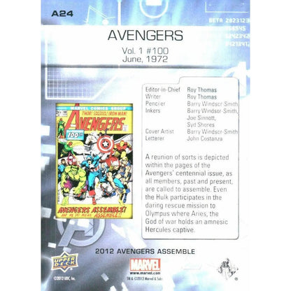 2012 Upper Deck Avengers Assemble #A24 Avengers - Vol. 1 #100 - June, 1972 - MOD Shop LLC