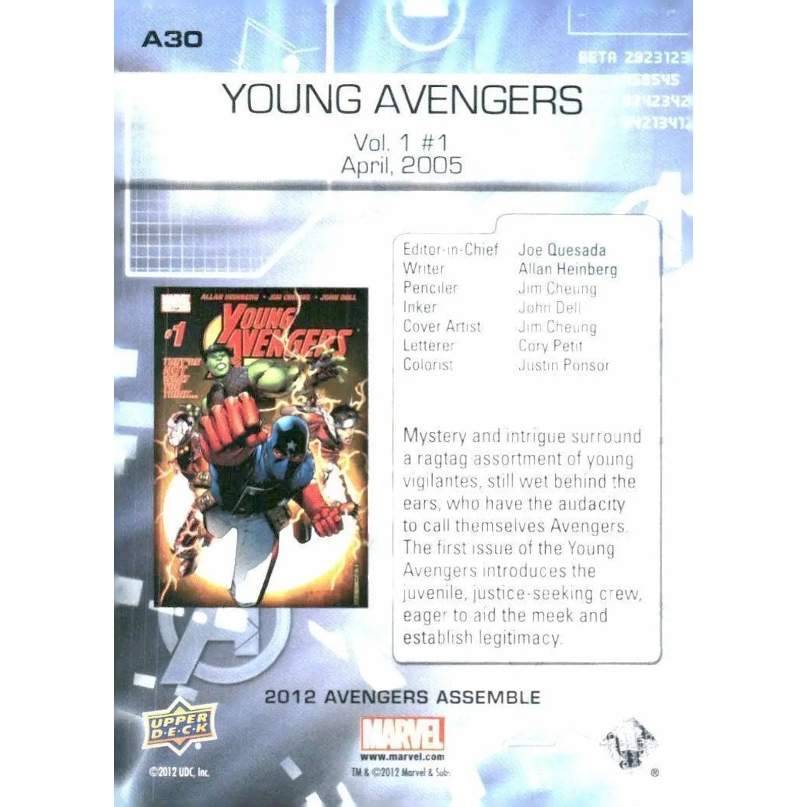 2012 Upper Deck Avengers Assemble #A30 Young Avengers - Vol. 1 #1 - April, 2005 - MOD Shop LLC