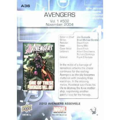 2012 Upper Deck Avengers Assemble #A36 Avengers - Vol. 1 #502 - November, 2004 - MOD Shop LLC