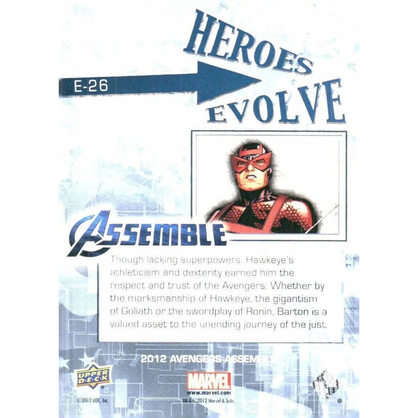 2012 Upper Deck Avengers Assemble #E - 26 Hawkeye - MOD Shop LLC