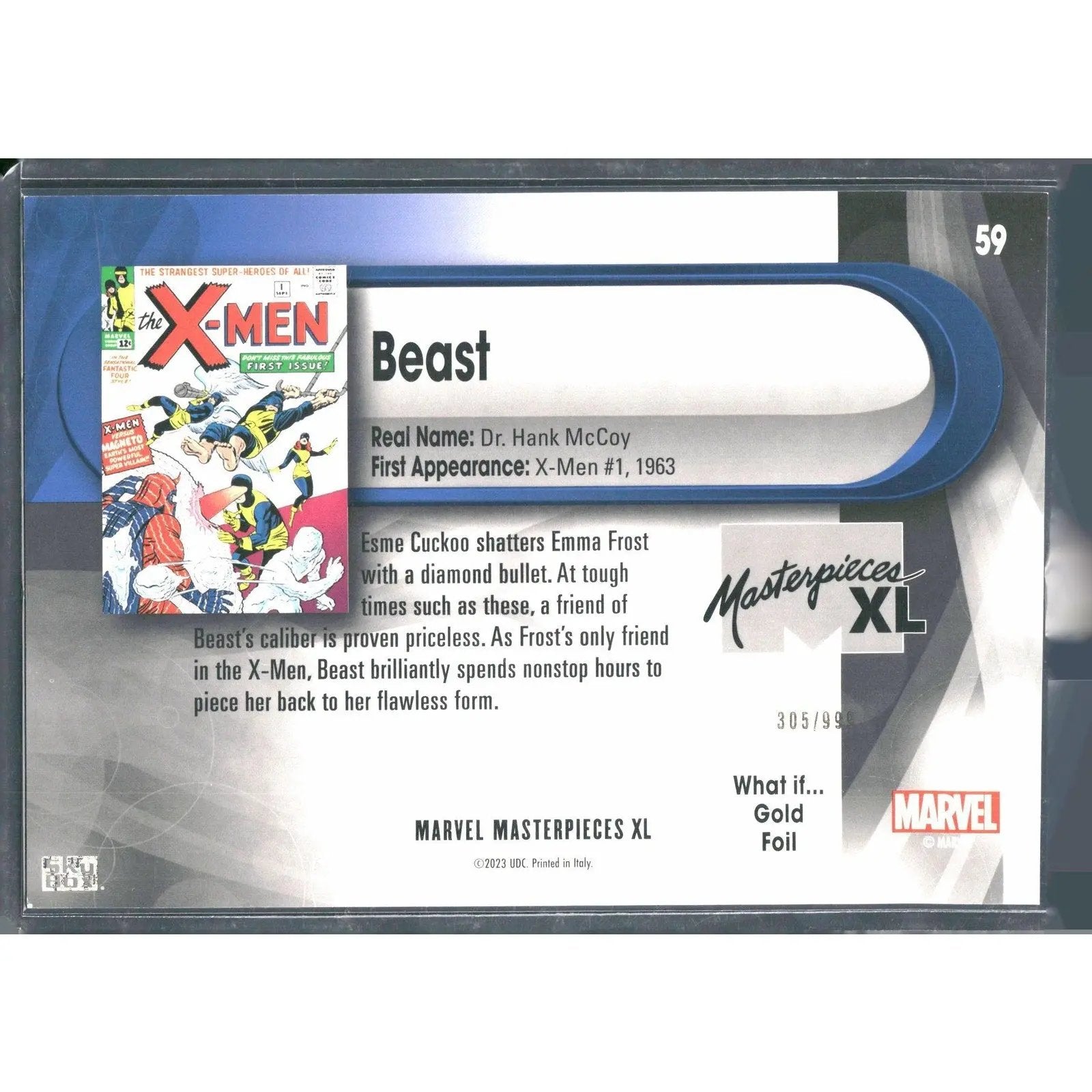 2016 Upper Deck Marvel Masterpieces #59 Beast Lvl 3 WI Gold /999 - MOD Shop LLC