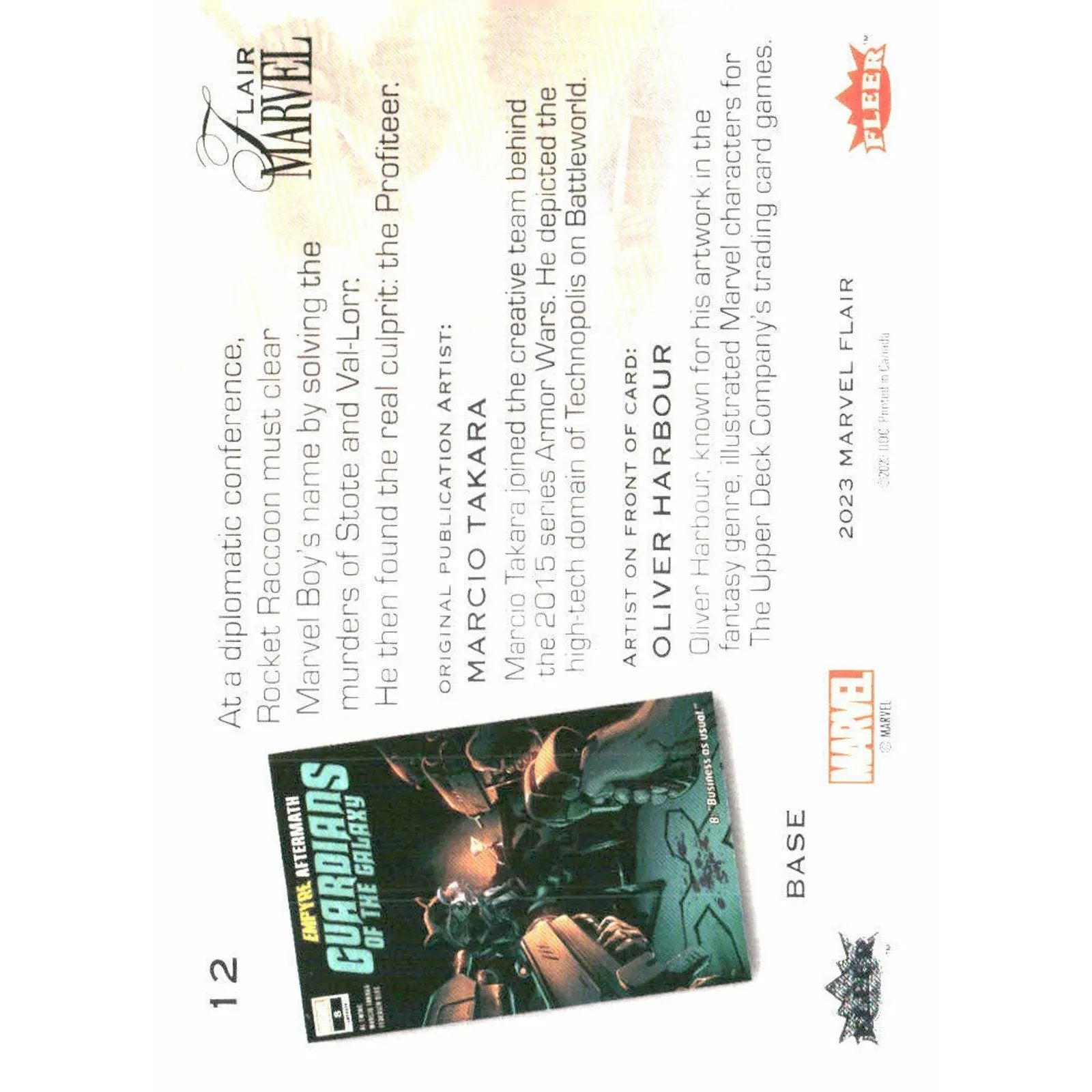 2023 Flair Marvel #12 Rocket Raccoon Base - MOD Shop LLC