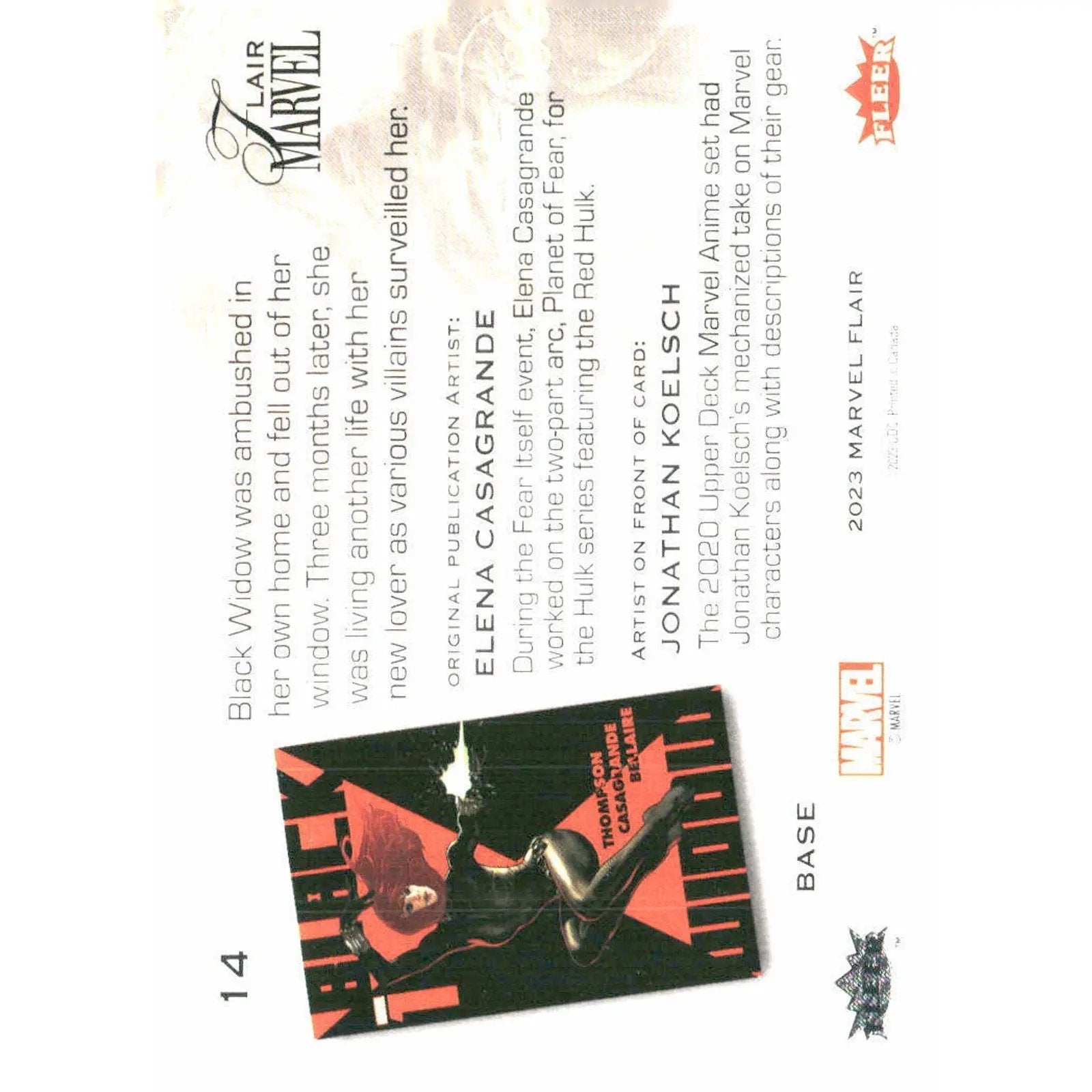 2023 Flair Marvel #14 Black Widow Base - MOD Shop LLC