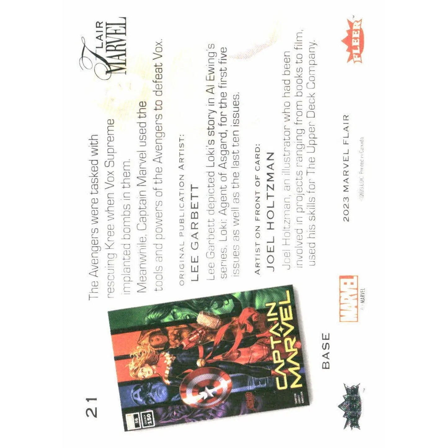 2023 Flair Marvel #21 Captain Marvel Base - MOD Shop LLC