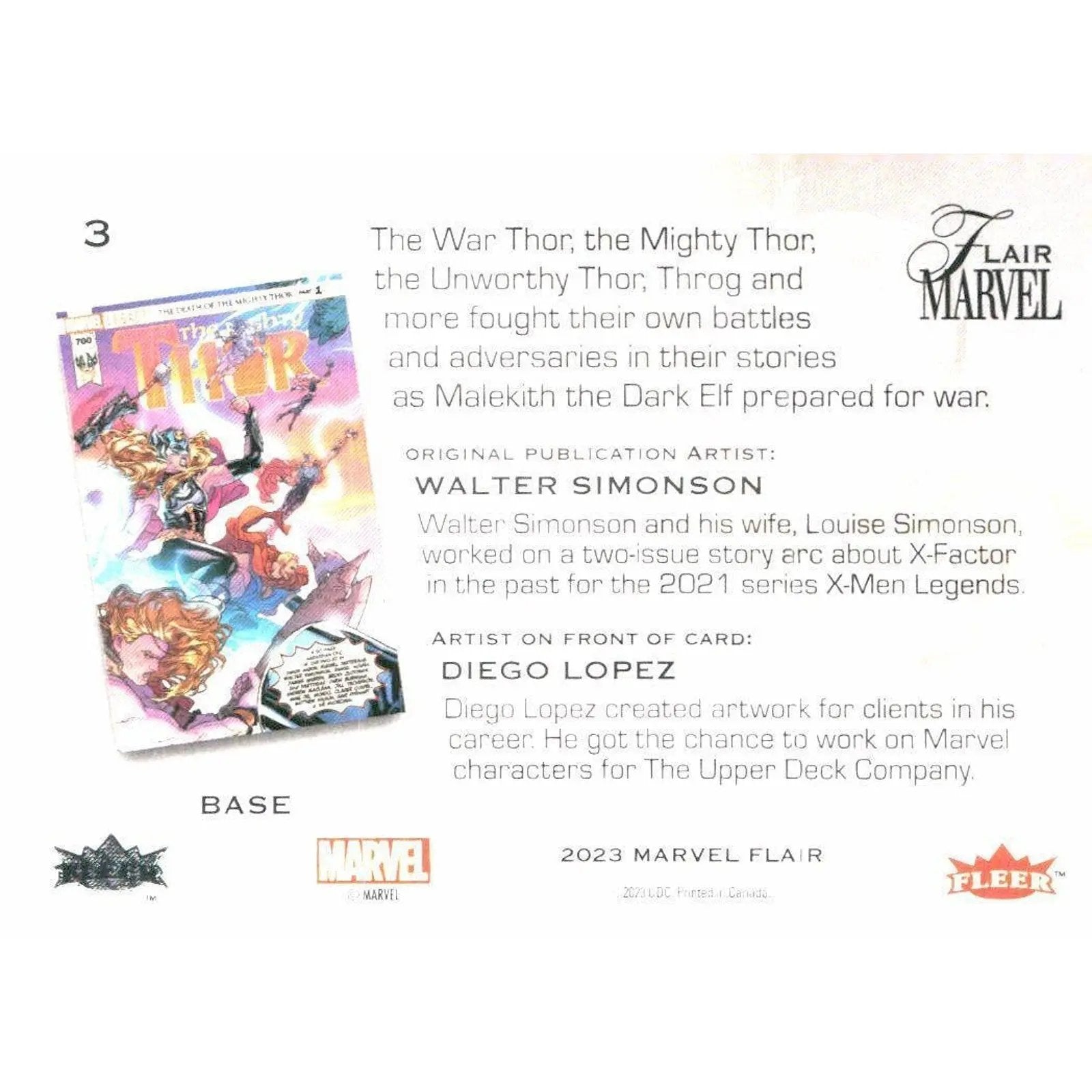 2023 Flair Marvel #3 Thor Base - MOD Shop LLC