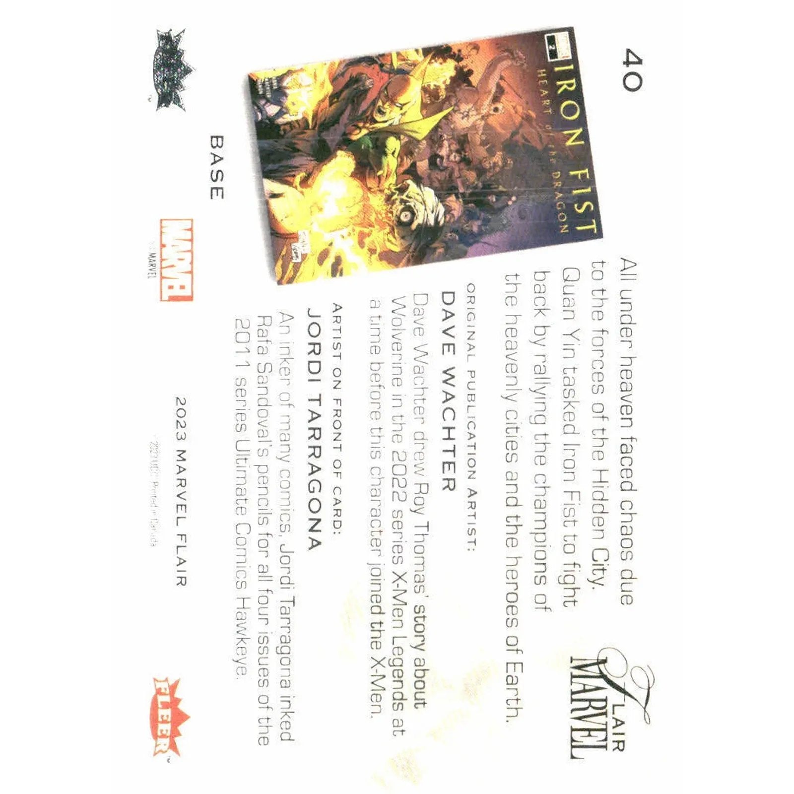 2023 Flair Marvel #40 Iron Fist Base - MOD Shop LLC