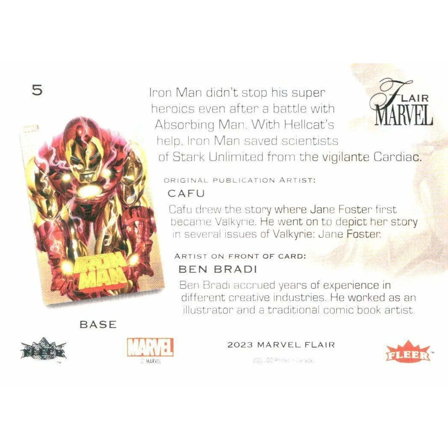 2023 Flair Marvel #5 Iron Man Base - MOD Shop LLC