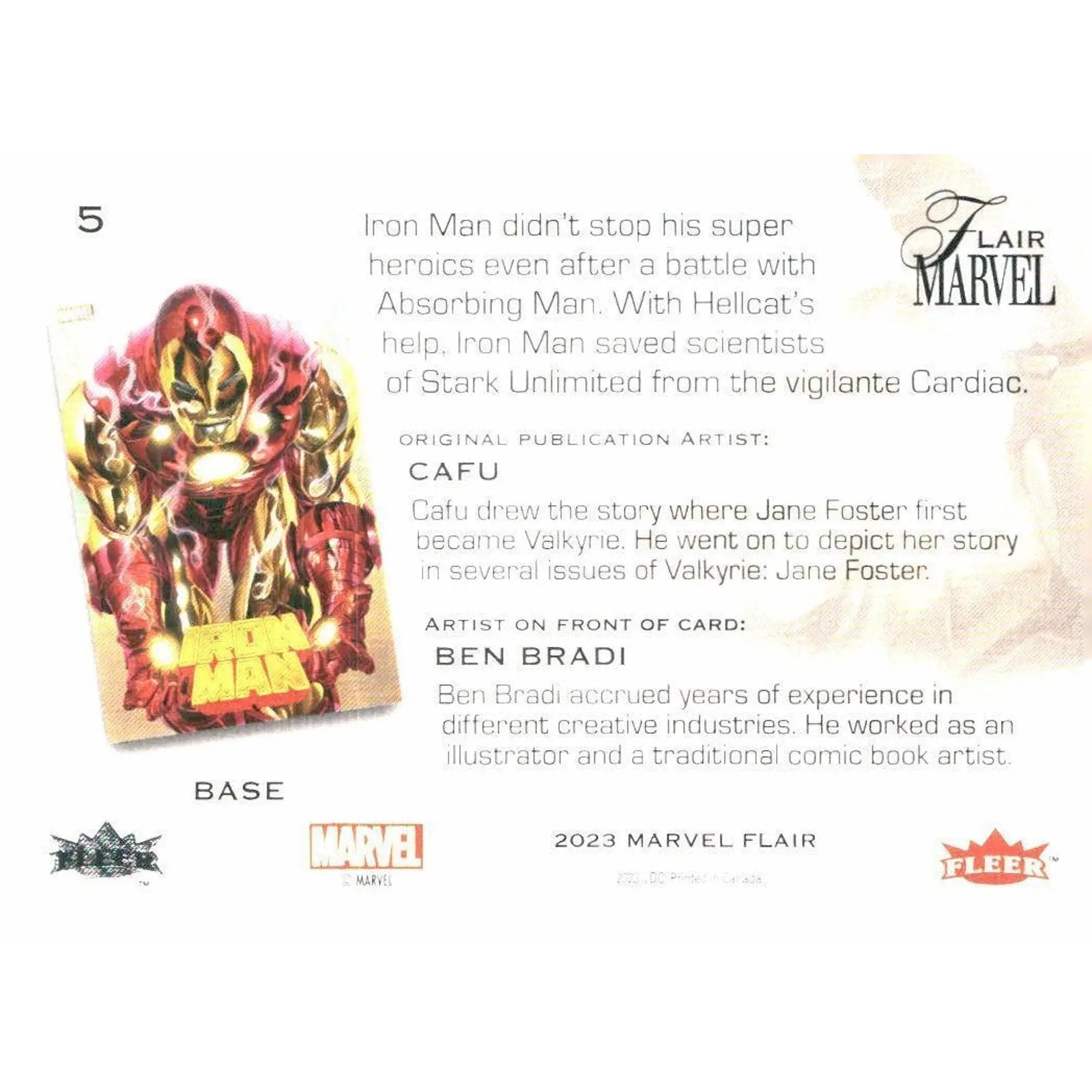 2023 Flair Marvel #5 Iron Man Base - MOD Shop LLC