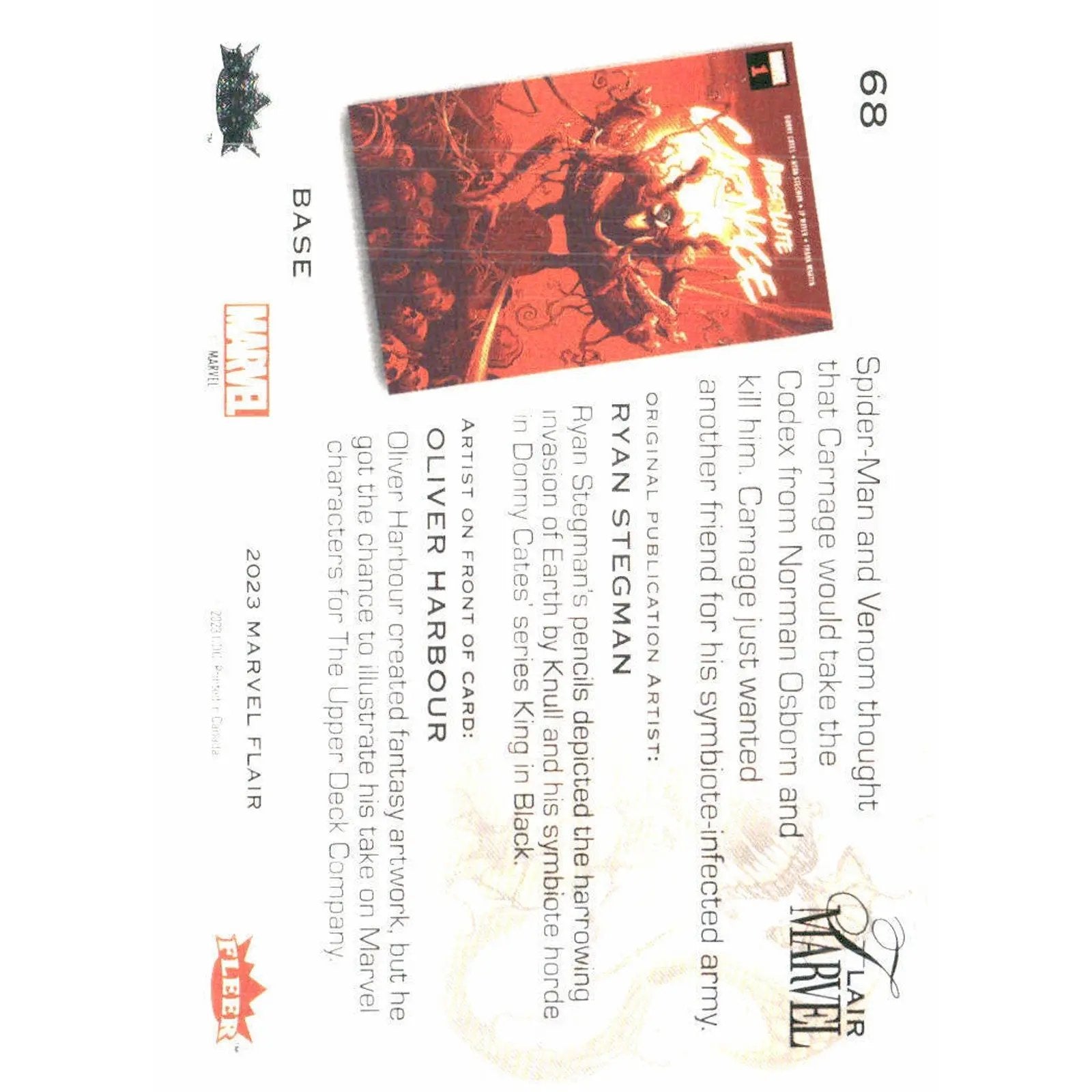 2023 Flair Marvel #68 Carnage Base - MOD Shop LLC