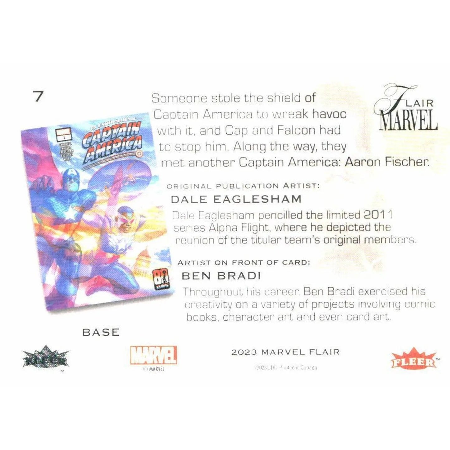 2023 Flair Marvel #7 Captain America Base - MOD Shop LLC