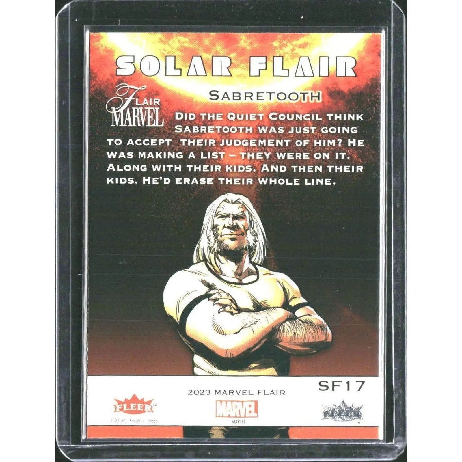 2023 Flair Marvel #SF17 Sabretooth Solar Flair - MOD Shop LLC