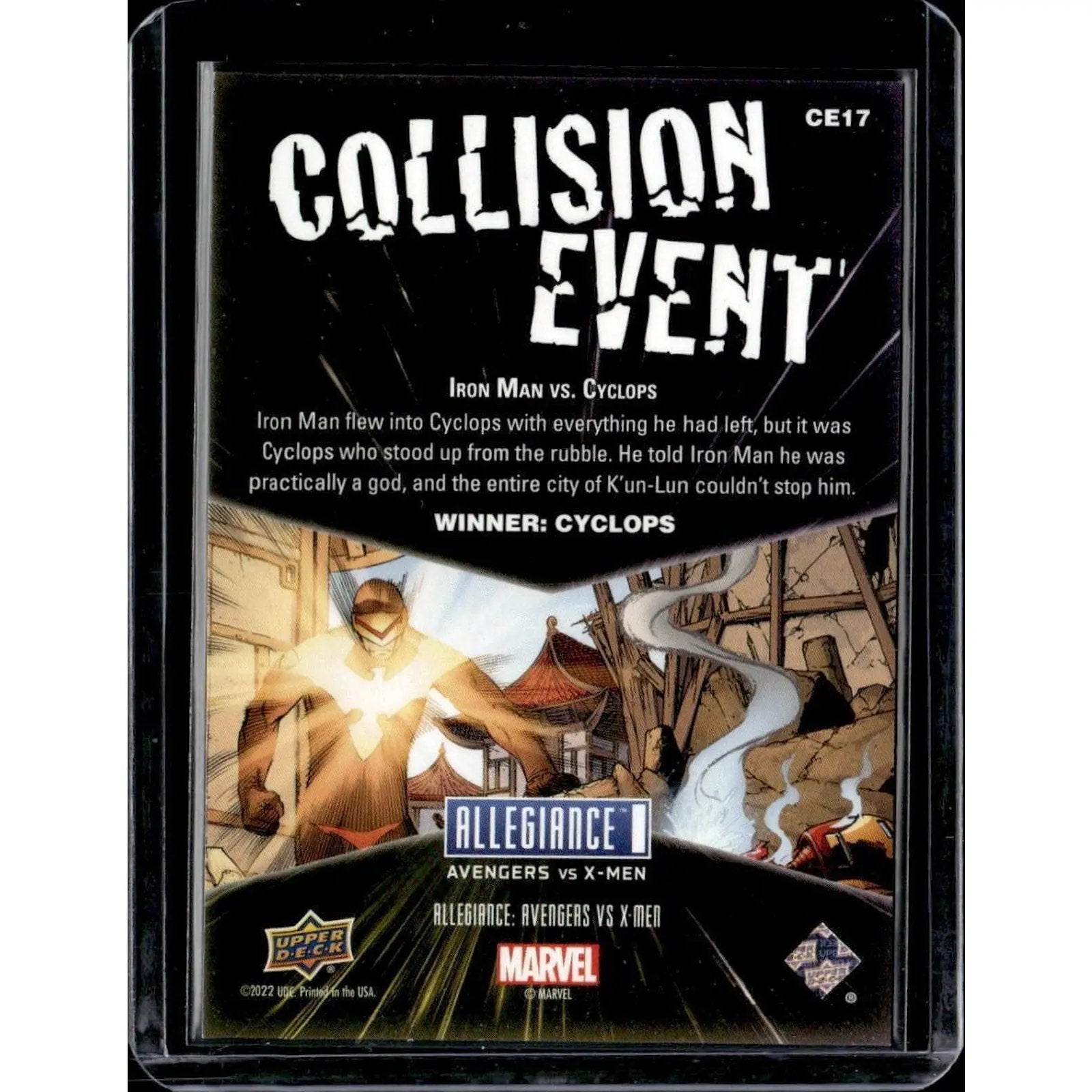 2023 Upper Deck Marvel Allegiance: Avengers vs X - Men #CE17 Iron Man vs. Cyclops - MOD Shop LLC