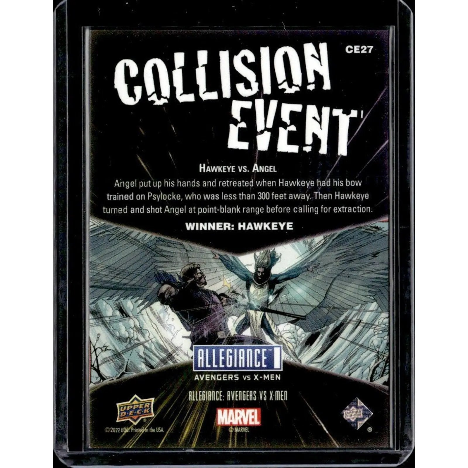 2023 Upper Deck Marvel Allegiance: Avengers vs X - Men #CE27 Hawkeye vs. Angel - MOD Shop LLC