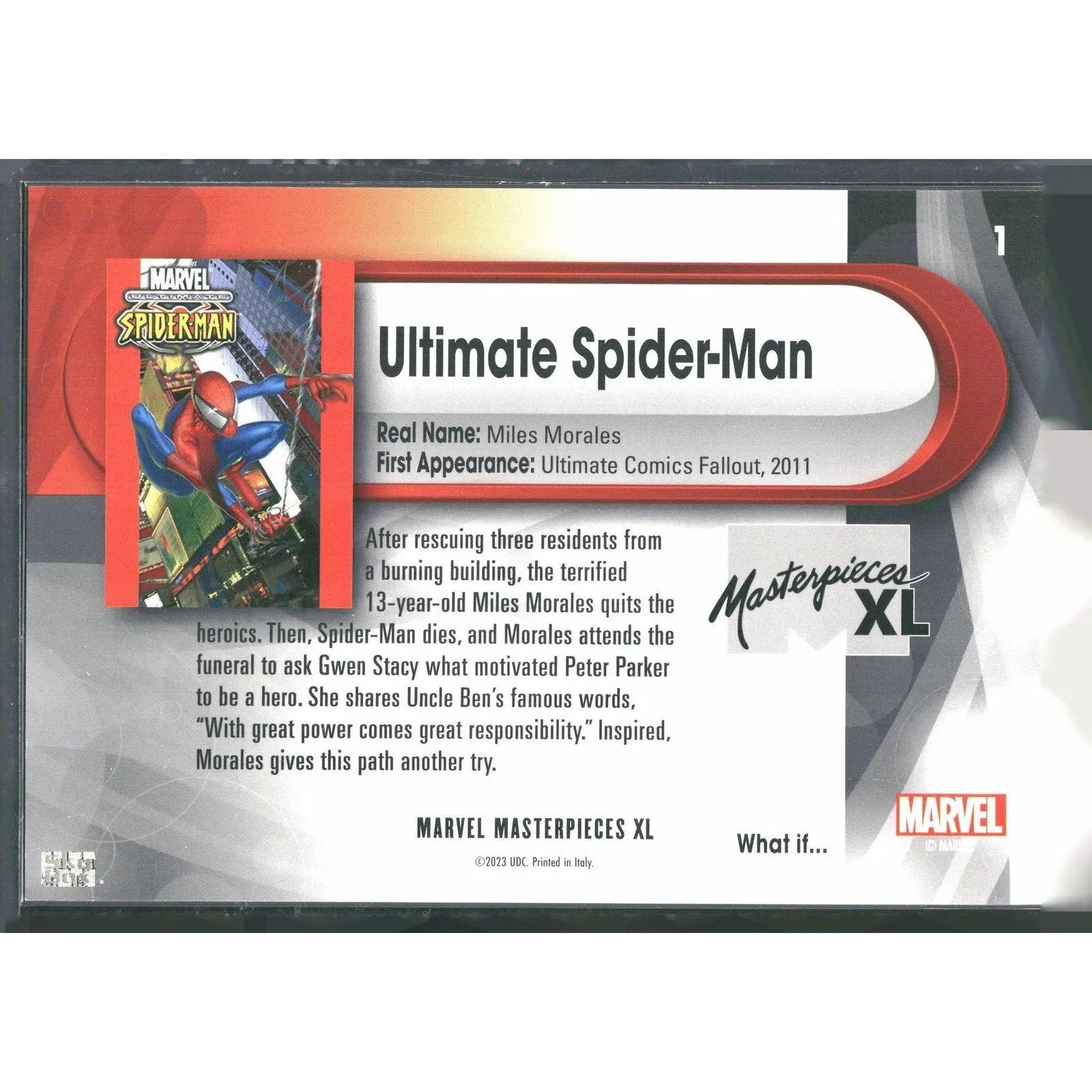 2024 SkyBox Marvel Masterpieces XL #1 Ultimate Spider - Man Lvl 1 - MOD Shop LLC