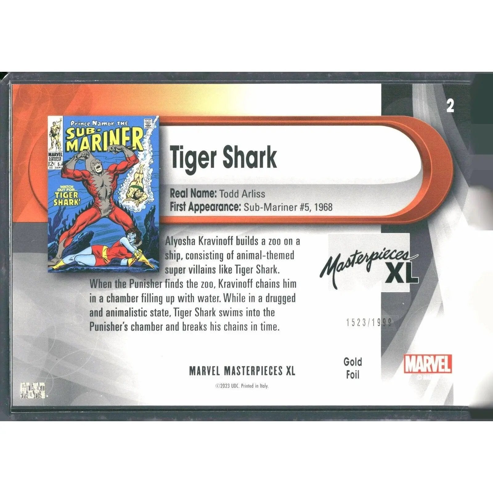 2024 SkyBox Marvel Masterpieces XL #2 Tiger Shark Lvl 1 /1999 - MOD Shop LLC