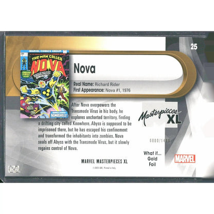 2024 SkyBox Marvel Masterpieces XL #25 Nova Lvl 1What If Gold Foil /1499 - MOD Shop LLC
