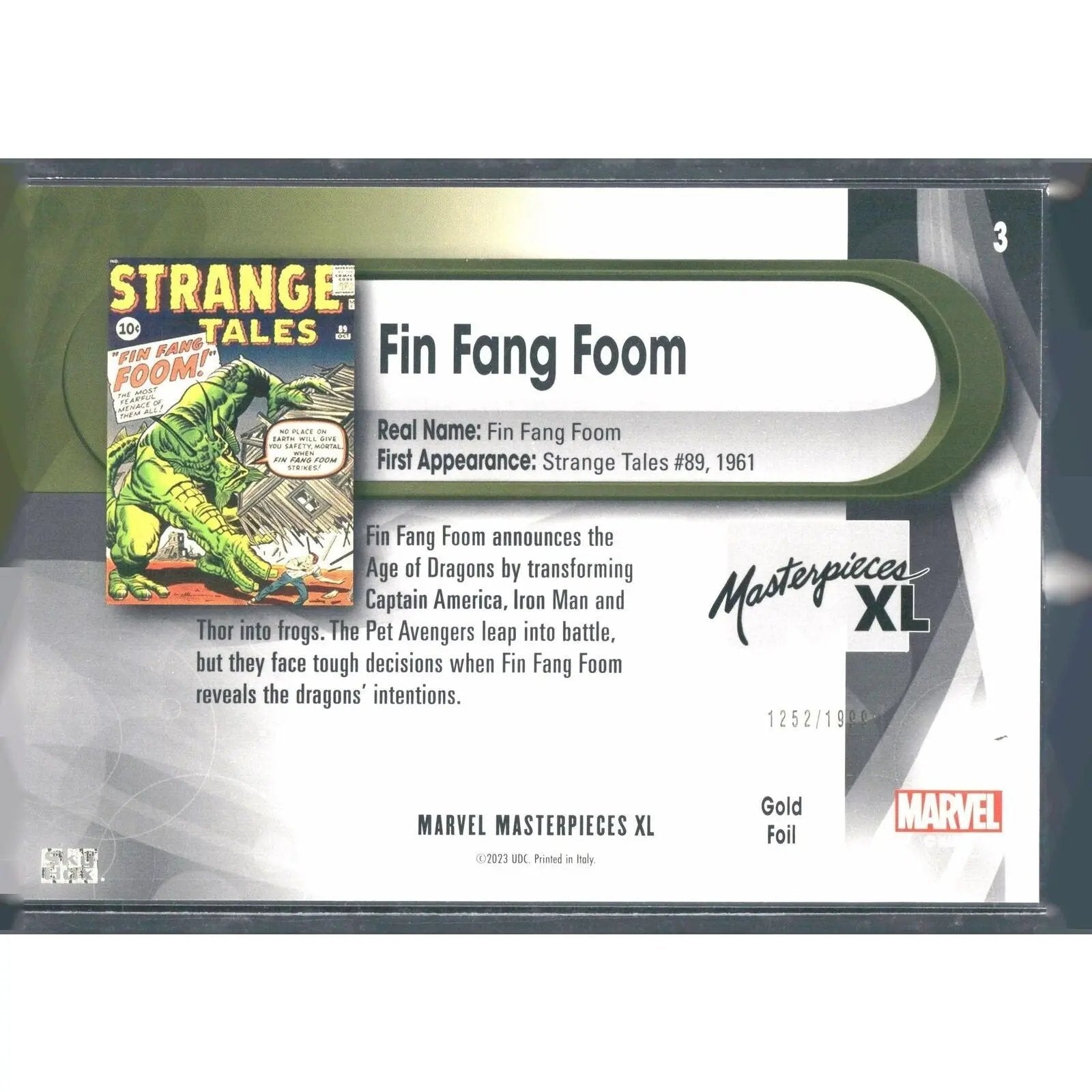 2024 SkyBox Marvel Masterpieces XL #3 Fin Fang Foom Gold Foil1252/1999 - MOD Shop LLC