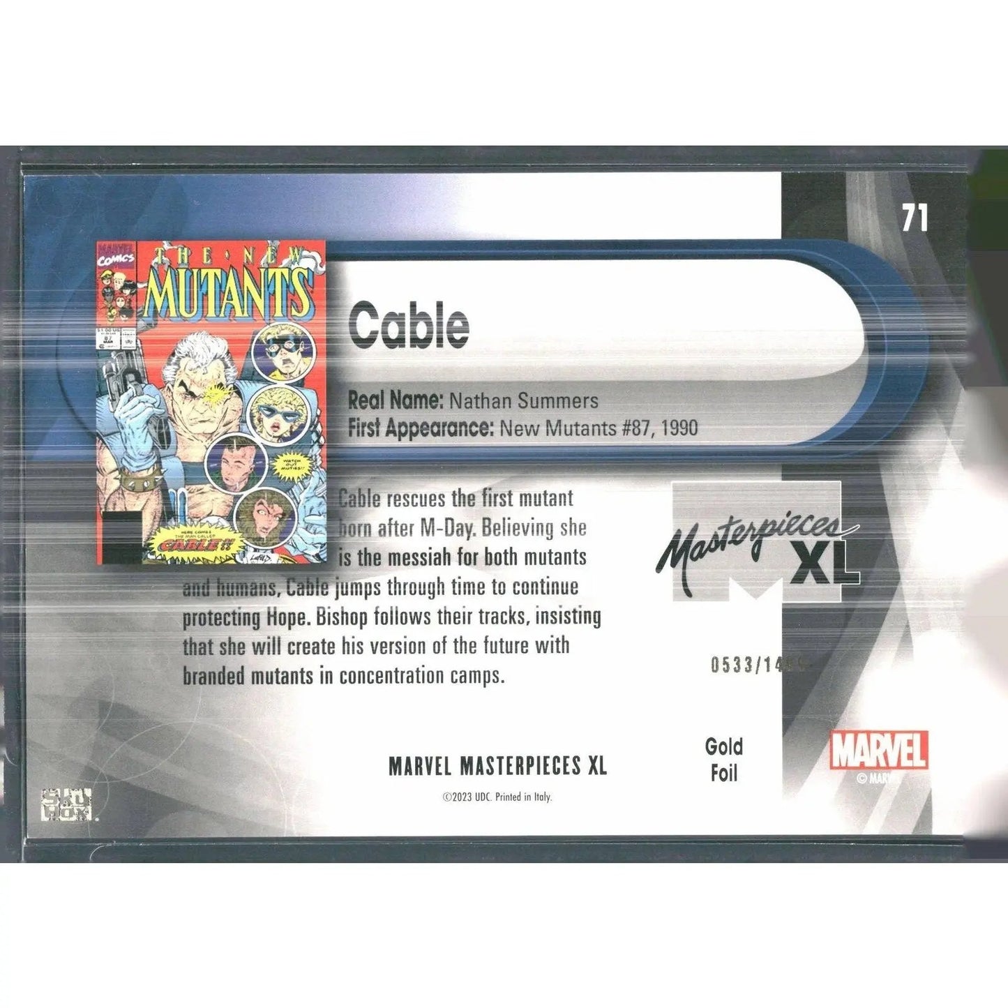 2024 SkyBox Marvel Masterpieces XL #71 Cable Lvl 2 #/1499 - MOD Shop LLC