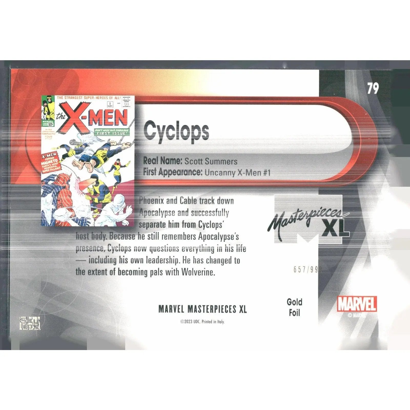 2024 SkyBox Marvel Masterpieces XL #79 Cyclops Lvl 4#/999 - MOD Shop LLC